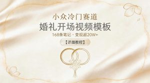 小众冷门赛道，婚礼开场视频模板，168条笔记，变现超20W+【详细教程】-最全项目网