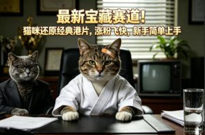 最新宝藏赛道！猫咪还原经典港片，涨粉飞快，新手简单上手-最全项目网