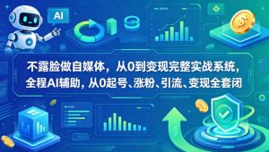 不露脸做自媒体，从0到变现完整实战系统，全程AI辅助，从0起号、涨粉、引流、变现全套闭环-最全项目网