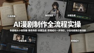 AI漫剧制作全流程实操，零基础从小说改编-角色场景-分镜生成-剪辑成片一步到位，小白也能独立做漫剧-最全项目网
