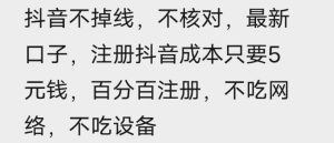苹果手机抖音无限注册技术，不掉线不核对丨效果自测-最全项目网