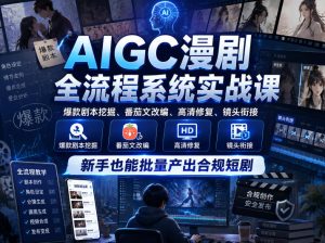 AIGC漫剧全流程系统实战课,爆款剧本挖掘、番茄文改编、高清修复、镜头衔接,新手也能批量产出合规短剧-最全项目网