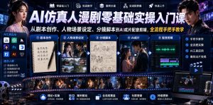 AI仿真人漫剧零基础实操入门课,从剧本创作、人物场景设定、分镜脚本到AI成片配音剪辑,全流程手把手教学-最全项目网