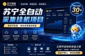 苏宁全自动采集挂G项目,稳定可批量,单窗口收益30+,可矩阵放大收益【揭秘】-最全项目网