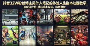 抖音32W粉丝博主局外人笔记的体验人生副本动画教学,拿伙伴计划+精选独家收益,新赛道新涨粉快【录制版】-最全项目网