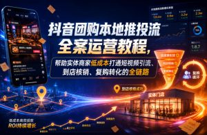 抖音团购本地推投流全案运营教程，帮助实体商家低成本打通短视频引流、到店核销、复购转化的全链路-最全项目网