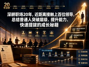 付费文章：深耕职场20年，近距离接触上百位领导，总结普通人突破层级、提升能力、快速提拔的成长秘籍（全网独家干货）-最全项目网