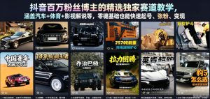 抖音百万粉丝博主的精选独家赛道教学,涵盖汽车+体育+影视解说等,零基础也能快速起号、涨粉、变现-最全项目网