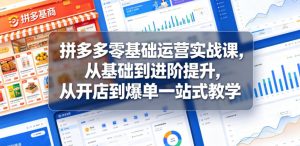 拼多多零基础运营实战课,从基础到进阶提升,从开店到爆单一站式教学-最全项目网