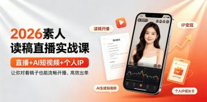 2026素人读稿直播实战课｜直播+AI短视频+个人IP，让你对着稿子也能流畅开播、高效出单-最全项目网
