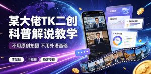 某大佬TK二创科普解说教学，不用原创拍摄不用外语基础，零基础做TikTok中视频稳定变现-最全项目网