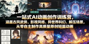 一站式AI动画创作训练营,涵盖古风武侠、影视风格、异世界科幻、解压场景,从零自主制作高质量原创短篇动画-最全项目网