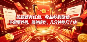 答题就有红包,收益秒到微信,不需要养机,简单操作,几分钟挣几十块【揭秘】-最全项目网