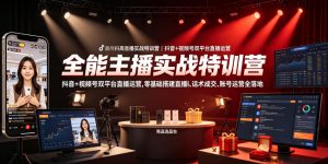 全能主播实战特训营|抖音+视频号双平台直播运营,零基础搭建直播间、精准选品、话术成交、账号运营全落地-最全项目网