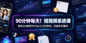 90分钟每天!短视频系统课教你从0做到TikTok上1.8万粉丝,还能单月賺8k【原创双语字幕】-最全项目网
