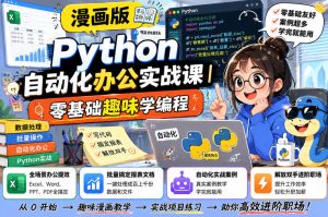 漫画版Python自动化办公实战课｜零基础趣味学编程，全场景办公提效、批量搞定报表文档、解放双手进阶职场-最全项目网