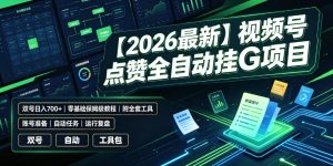 【2026最新】视频号点赞全自动挂G项目,双号日入700+,零基础保姆级教程(附全套工具)【揭秘】-最全项目网
