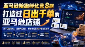 亚马逊陪跑孵化营8期，打造过日出千单的亚马逊店铺，新手0到1开店、注册风控避坑、标准化运营SOP全套落地课-最全项目网