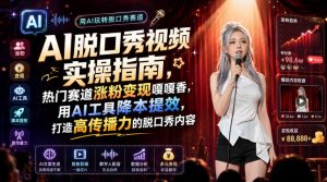 AI脱口秀视频实操指南，热门赛道涨粉变现嘎嘎香，用AI工具降本提效，打造高传播力的脱口秀内容-最全项目网