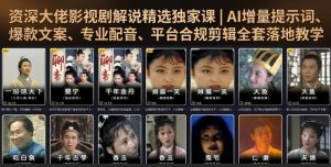 资深大佬影视剧解说精选独家课|AI增量提示词、爆款文案、专业配音、平台合规剪辑全套落地教学-最全项目网