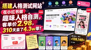 搭建人格测试网站在小红书做趣味人格自测,客单价2.98,310天卖了4.3w单!-最全项目网