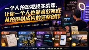 一个人拍短视频实战课,让你一个人也能高效完成从拍摄到成片的完整创作-最全项目网