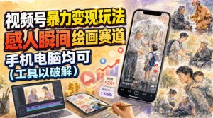 视频号暴力变现玩法,感人瞬间绘画赛道,手机电脑均可-最全项目网
