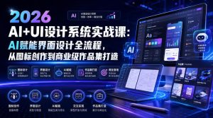 2026 AI+UI设计系统实战课:AI赋能界面设计全流程,从图标创作到商业级作品集打造-最全项目网