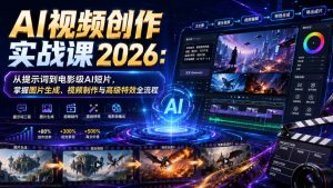 AI视频创作实战课2026:从提示词到电影级AI短片,掌握图片生成、视频制作与高级特效全流程-最全项目网