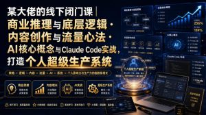 某大佬的线下闭门课|商业推理与底层逻辑・内容创作与流量心法・AI核心概念与Claude Code实战,打造个人超级生产系统【录音+图片】-最全项目网