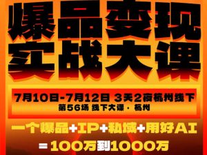 爆品变现实战大课,从爆品,到流量,到成交,一个爆品+IP+私域+用好AI=100W到1000W(7月10-12日)-最全项目网