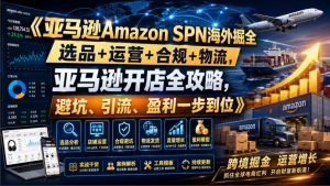 亚马逊Amazon SPN海外掘全,选品+运营+合规+物流,亚马逊开店全攻略,避坑、引流、盈利一步到位-最全项目网