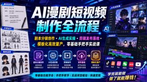 AI漫剧短视频制作全流程|剧本分镜创作・AI生成实操・剪辑发布落地・模板化高效量产,零基础手把手实战课-最全项目网