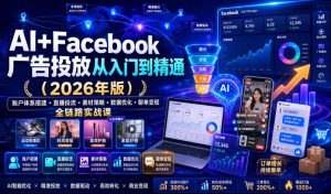 AI+Facebook广告投放从入门到精通(2026年版)|账户体系搭建・直播投流・素材策略・数据优化・聊单变现全链路实战课-最全项目网