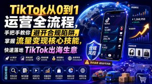 TikTok从0到1运营全流程,手把手教你避开合规陷阱,掌握流量变现核心技能,快速落地TikTok出海生意(更新7月)-最全项目网