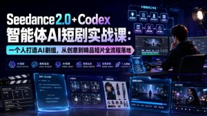 Seedance2.0+Codex智能体AI短剧实战课:一个人打造AI剧组,从创意到精品短片全流程-最全项目网