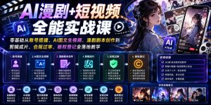 AI漫剧+短视频全能实战课|零基础从账号搭建、AI图文生视频、漫剧剧本创作到剪辑成片、合规过审、版权登记全落地教学-最全项目网