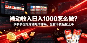 被动收入日入1000怎么做?拼多多虚拟店铺矩阵体系,全套干货轻松上手【揭秘】-最全项目网