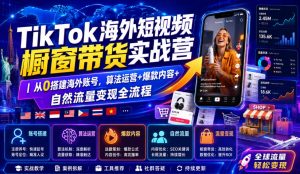 TikTok海外短视频橱窗带货实战营|从0搭建海外账号,算法运营+爆款内容+自然流量变现全流程-最全项目网