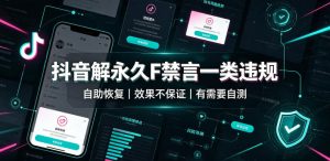 抖音解永久F禁言一类违规（自助恢复），不保证百分百，有需要自测-最全项目网