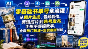 零基础书单号全流程｜从图片生成、音频制作、剪辑成片到账号发布，手把手实操教学，全套热门玩法+实战案例拆解-最全项目网