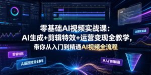 零基础AI视频实战课:AI生成+剪辑特效+运营变现全教学,带你从入门到精通AI视频全流程-最全项目网