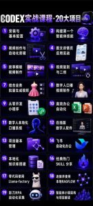 Codex智能体实战全能课|0基础从搭建技能到自动化落地,视频剪辑-办公-知识库-数字人全场景变现教程-最全项目网