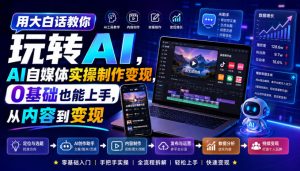 用大白话教你玩转AI,AI自媒体实操制作变现,0基础也能上手,从内容到变现-最全项目网