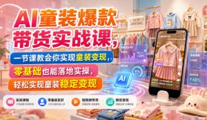 AI童装爆款带货实战课,一节课教会你实现童装变现,零基础也能落地实操-最全项目网