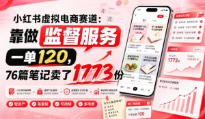 小红书虚拟电商赛道:靠做监督服务,一单120,76篇笔记卖了1773份-最全项目网