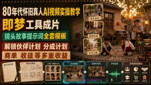 80年代怀旧真人AI视频实操教学,即梦工具成片、镜头故事提示词全套模板,解锁伙伴计划分成计划商单收徒等多重收益-最全项目网