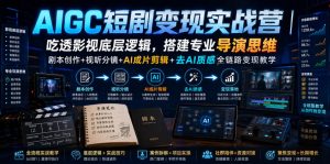 AIGC短剧变现实战营|吃透影视底层逻辑,搭建专业导演思维,剧本创作+视听分镜+AI成片剪辑+去AI质感全链路变现教学-最全项目网