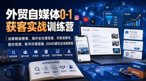 外贸自媒体0-1获客实战训练营|谷歌精准搜客、海外全社媒获客、开发信撰写、报价收款、账号环境搭建、SOHO避坑全流程教程(更新)-最全项目网