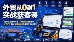 外贸从0到1实战获客课|海外设备账号搭建、TK短视频爆款制作、FB广告投放、询盘私域转化全流程落地教程-最全项目网